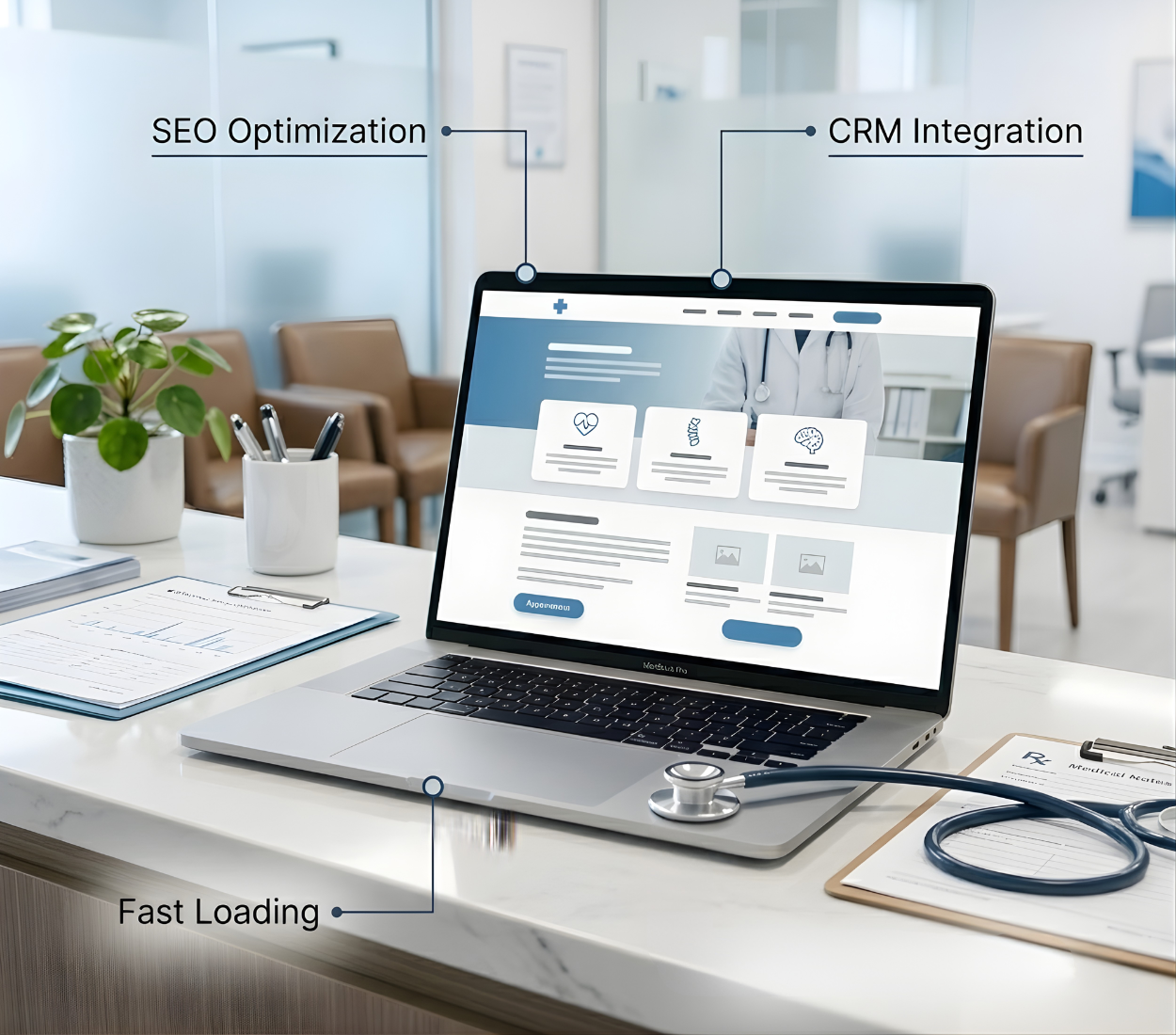 Healthcare marketing services Dubai including seo optimization, CRM integration and fast loading website