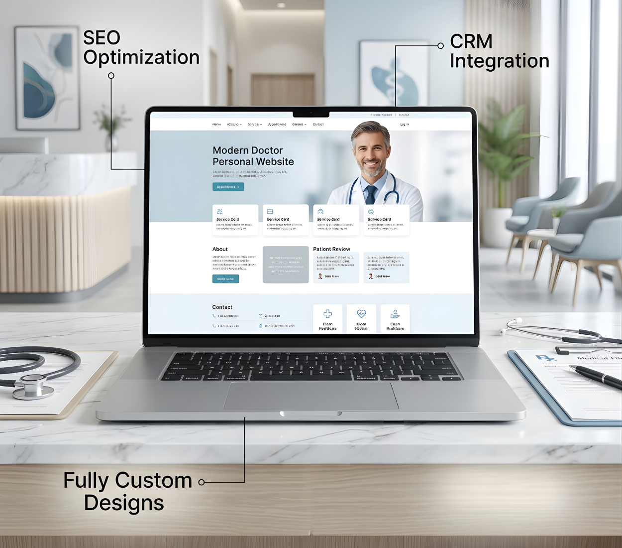 Seo optimized and crm integrated websites for clinic in Dubai